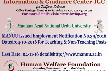 Employment Notification -Maulana Azad National Urdu University
